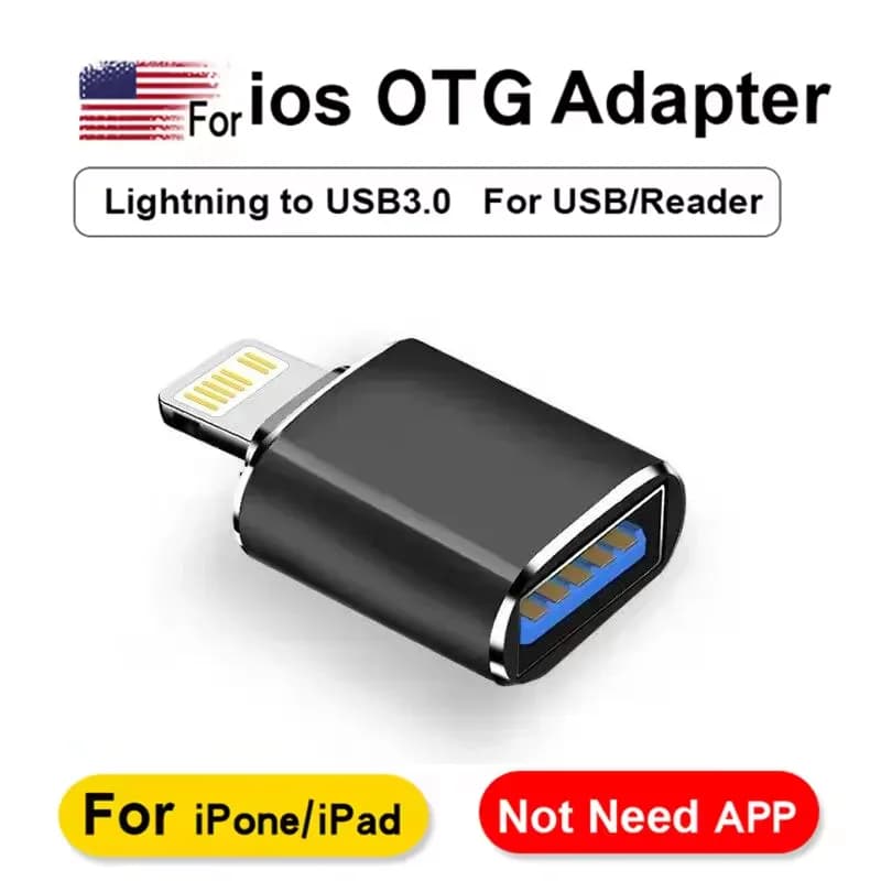 USB 3.0 OTG Adapter for IPhone 14 13 12 11 Pro XS Max XR X 8 Plus 7 6s IPad Lightning Male To USB 3.0 Adapter for IOS 13 Above