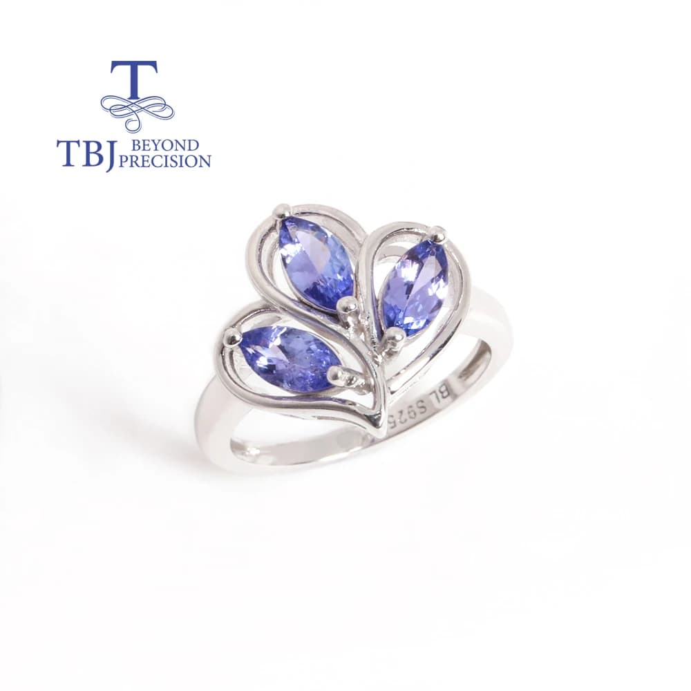 Leaf Design Natural blue Tanzanite Ring for women 925 Silver Luxury Noble Gems fine jewelry for women wedding & birthday gifts