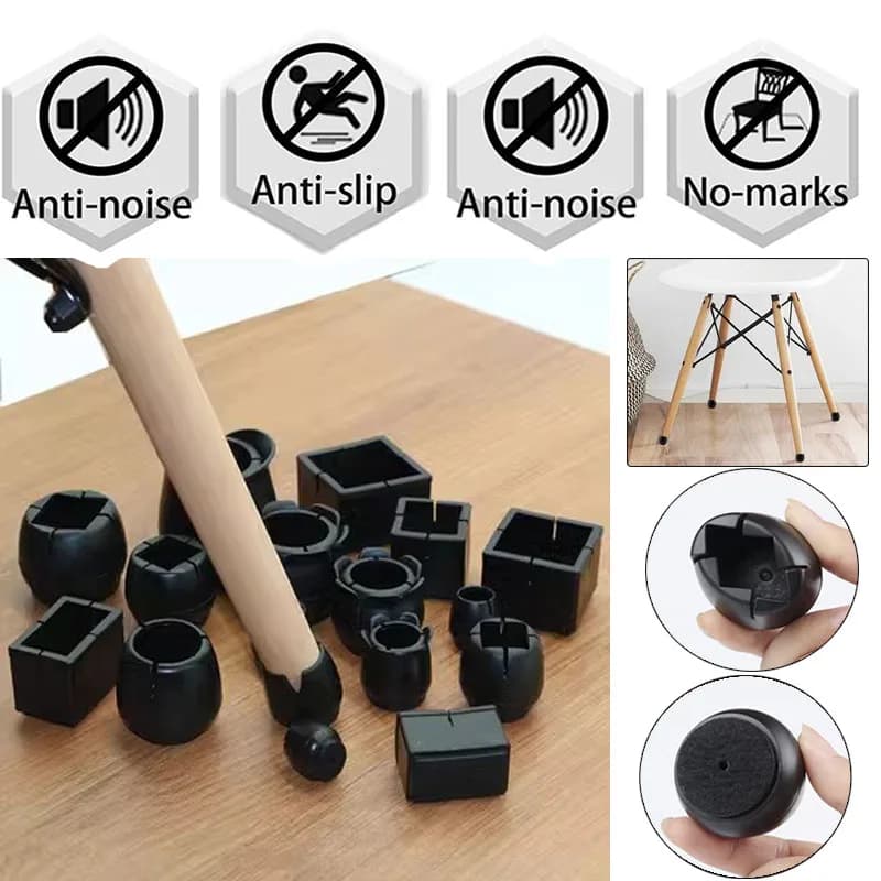 8pcs New Rubber Chair Ferrules Anti Scratch Floor Protector Table Feet Leg Cap End Wear-resistant Chair Leg Cap Covers Non-slip