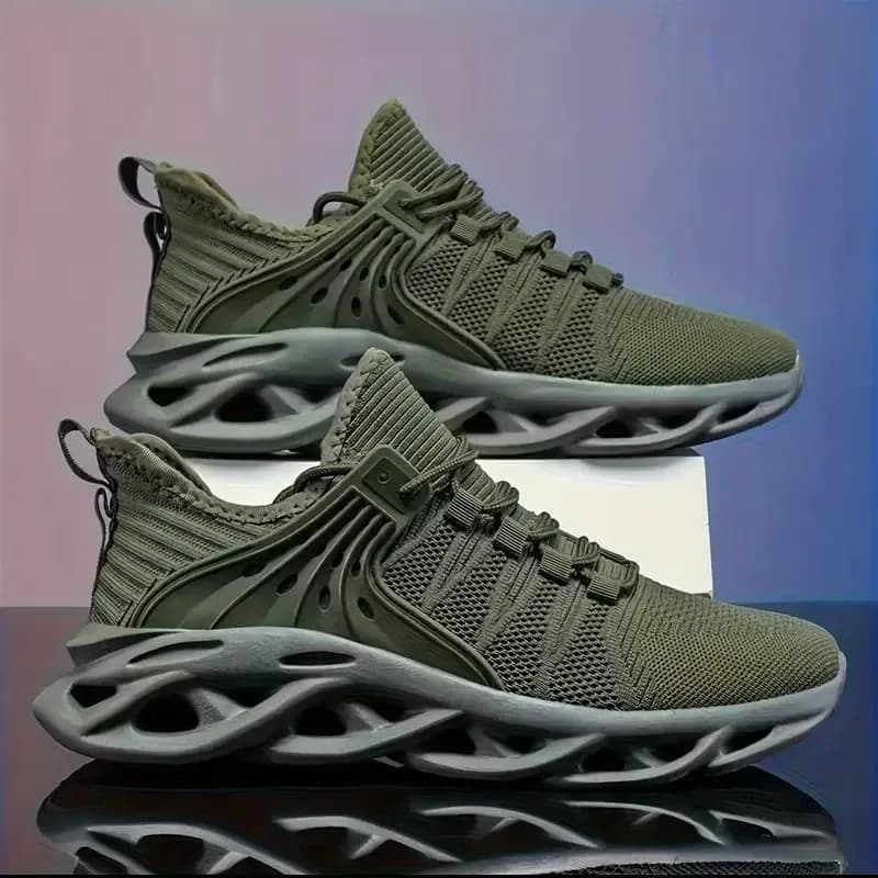 New Fashion Green Men's Running Shoes Big Size 48 Breathable Blade Shoes Trainers Men Lightweight Sports Shoes Zapatillas Hombre