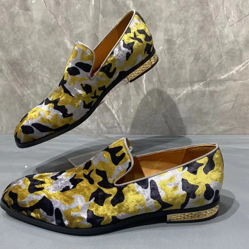 New Mixed Colors Corduory Leopard Print Loafers Men Dress Shoes Luxury Mens Designer Slip On Shoes Party And Wedding Shoes