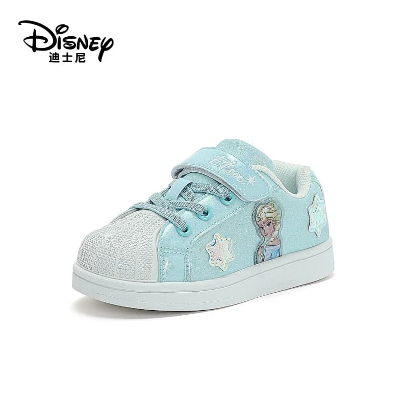Disney Children's Casual Shoes Shell Toe Spring Girls Soft Sole Breathable Fashion Frozen Princess Elsa Pink Blue Shoes Size 35
