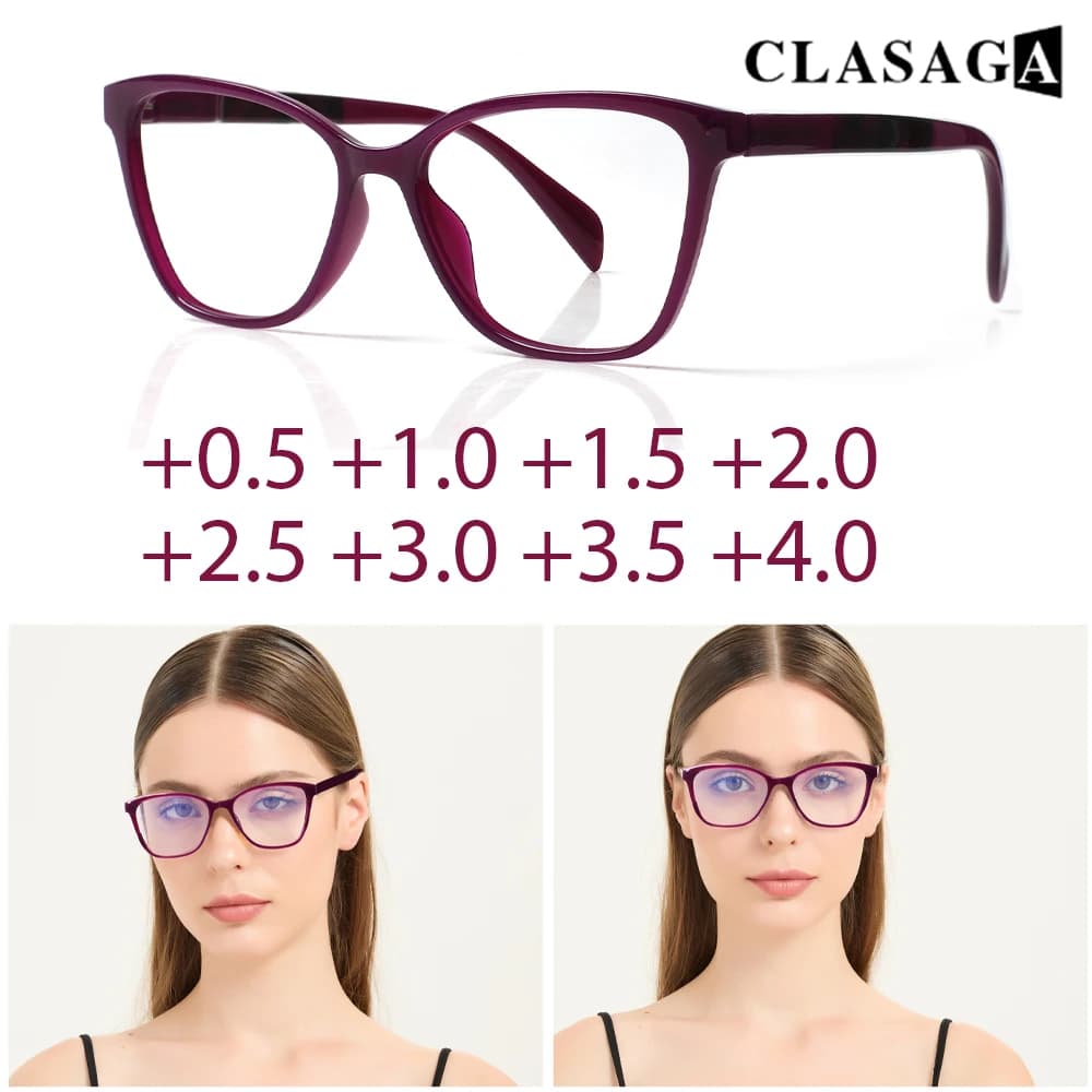 CLASAGA Reading Glasses Spring Hinges Women Men HD Lens Printed Frames Fashion Rectangle Prescription Glasses
