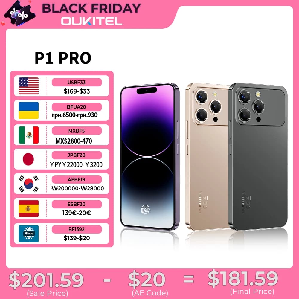 【World Premiere】OUKITEL P1 PRO 6.7-inch FHD+ AMOLED 120Hz, 5150mAh Battery, 8.2mm Ultra-thin Smartphone 8GB+512GB, Android 15