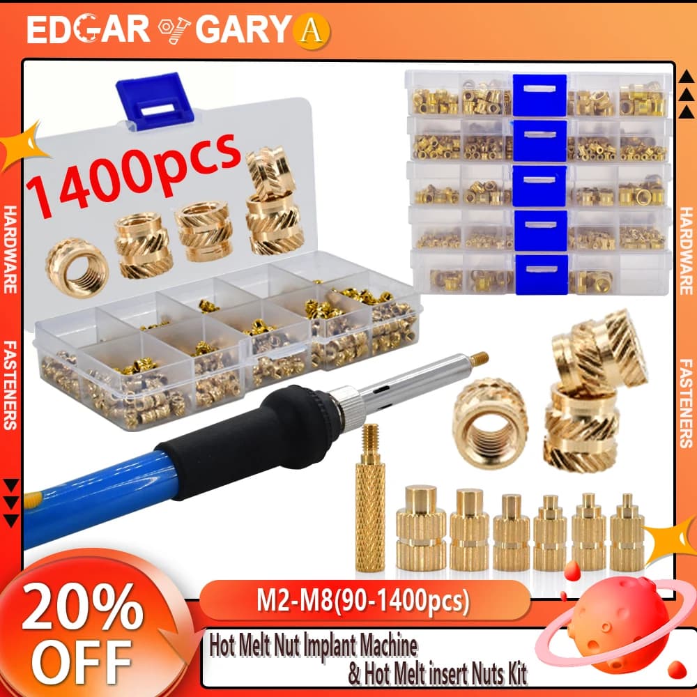 M2 M2.5 M3 M4 M5 M6 M8 Brass Insert Nut Kit Soldering Iron Hot Melt Thread Embedded Insertion Tool Insert Plastic for 3D Printer
