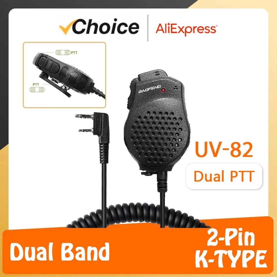 Dual PTT Ham Radio Speaker Microphone UV-82 Walkie Talkie Earpiece UV82L UV-89 UV-82 Plus UV-82TP GT-5TP UV-8D UV 82 UV82 UV-98D