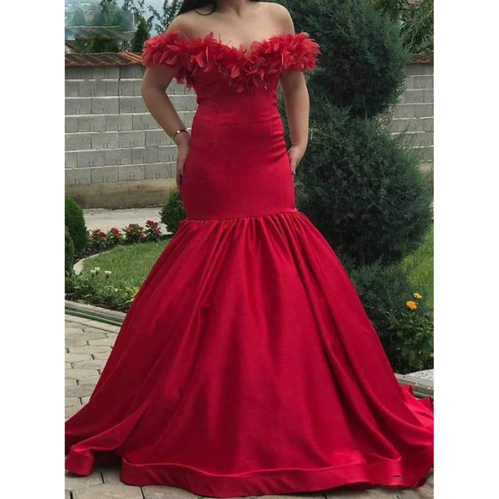Luxury Red Strapless Evening Dresses for Elegant Women Sleeveless Floor Length Pleat Mermaid Formal Occasion Party Prom Gowns