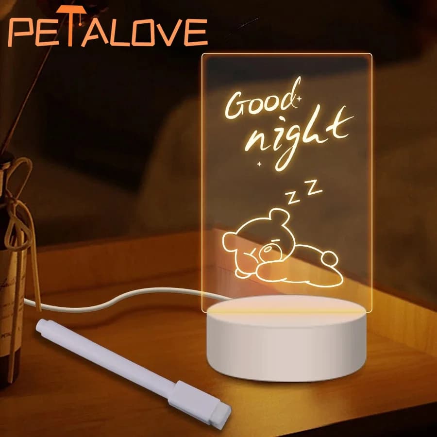Creative LED Note Board Night Light USB Rewritable Message Board Warm Soft Light For Children Girlfriend Decoration Night Lamp