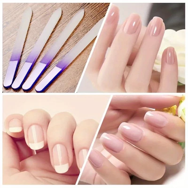 6 Pcs Premium Crystal Glass Nail Files - Double Sided Safe for Natural Nails and Acrylic Nails Essential Tools for Manicure