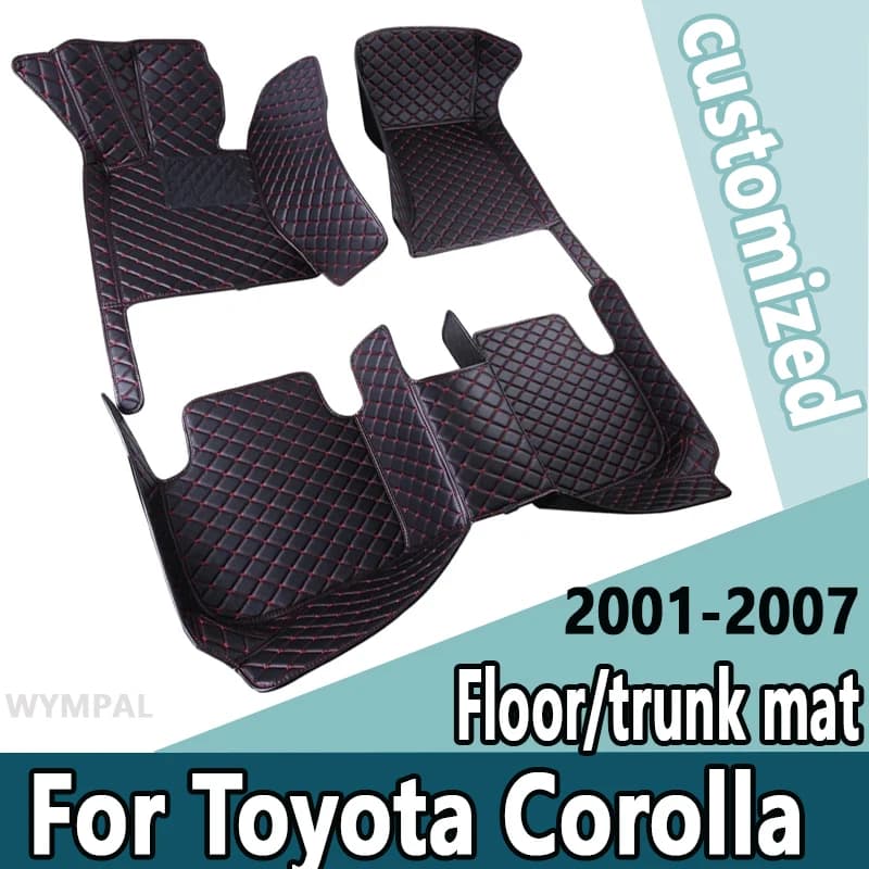Custom Leather Car Floor Mats For Toyota Corolla E120 2001 2002 2003 2004 2005 2006 2007 Automobile Carpet Rugs Foot Pads