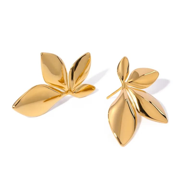 Minar Temperament Metallic Irregular Leaves Drop Earrings for Women Stainless Steel 18K Gold PVD Plated Anti Tarnish Jewelry