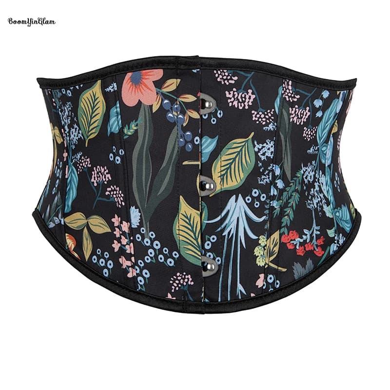 6 Inches Short Torso Waist Trainer Gothic Underbust Corselet Womens' Flower Embroidered Waist Cincher Corset Plus Size S-6XL
