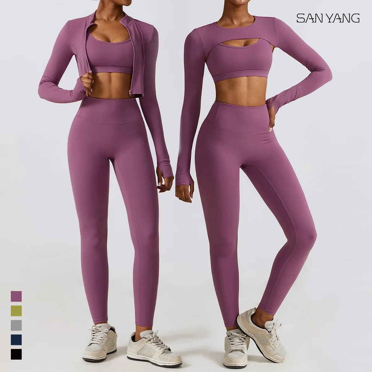 2/3PC Women's Tracksuit Seamless Long Sleeve Yoga Set Workout Sportswear Gym Clothing High Waist Leggings Fitness Sports Suits