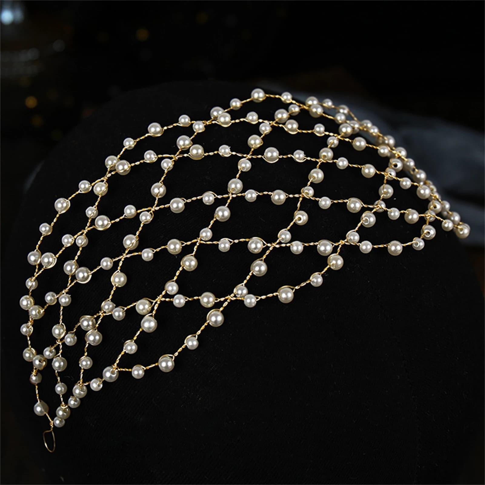 Bridal Wedding Crystal Pearl Flower Headband Bridal Hair Accessories Bride Tiara Handmade Crown Hairband Decoration Hair Jewelry