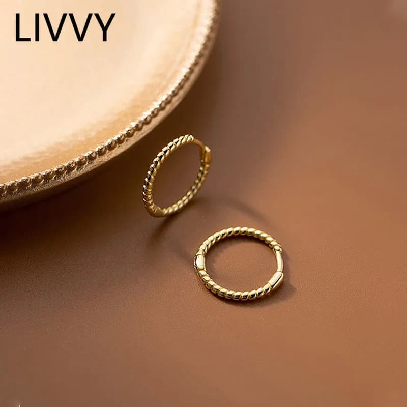 LIVVY Silver Color Prevent Allergy Simple Twisted Round Hoop Earrings for Women Trendy Elegant Party Jewelry Wholesale