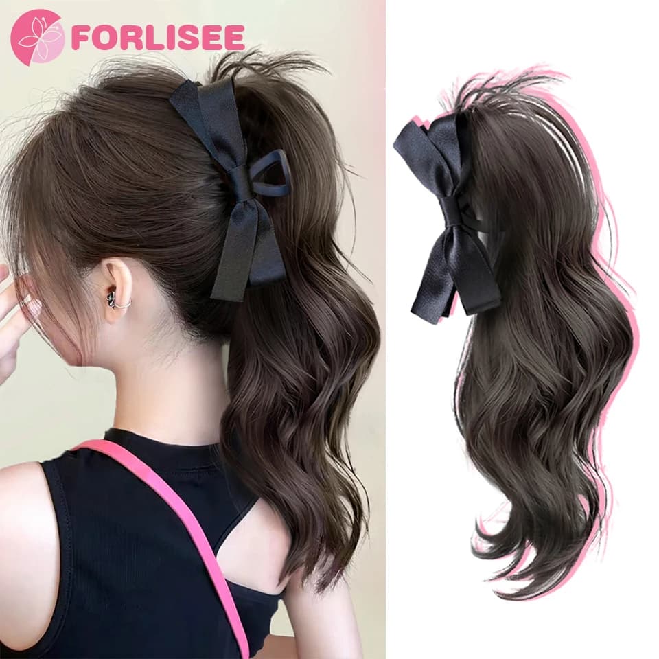 FORLISEE Synthetic Claw Clip Ponytail Wig Fluffy Curly High Ponytail Increase Hair Volume High Ponytail Can Be Braided Wig Braid
