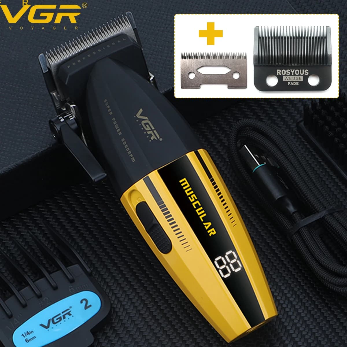 9000RPM VGR V-285 Hair Clippers Professional Hair Trimmer Barber Clippers Hair Cutting Machine Adjustable Trimmer for Men