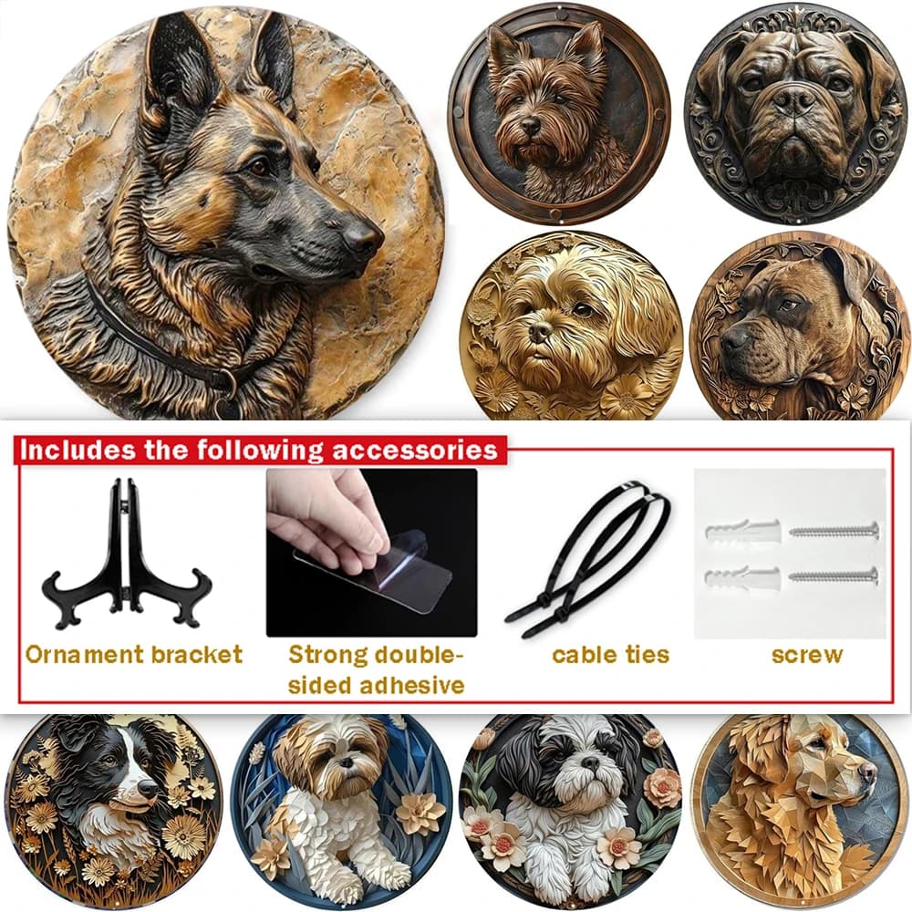 Round Embossed German Shepherd Spring Themed Aluminum Dorm Decor, Lightweight and Durable, 8x8 Inch Perfect Gift for Dog Lovers