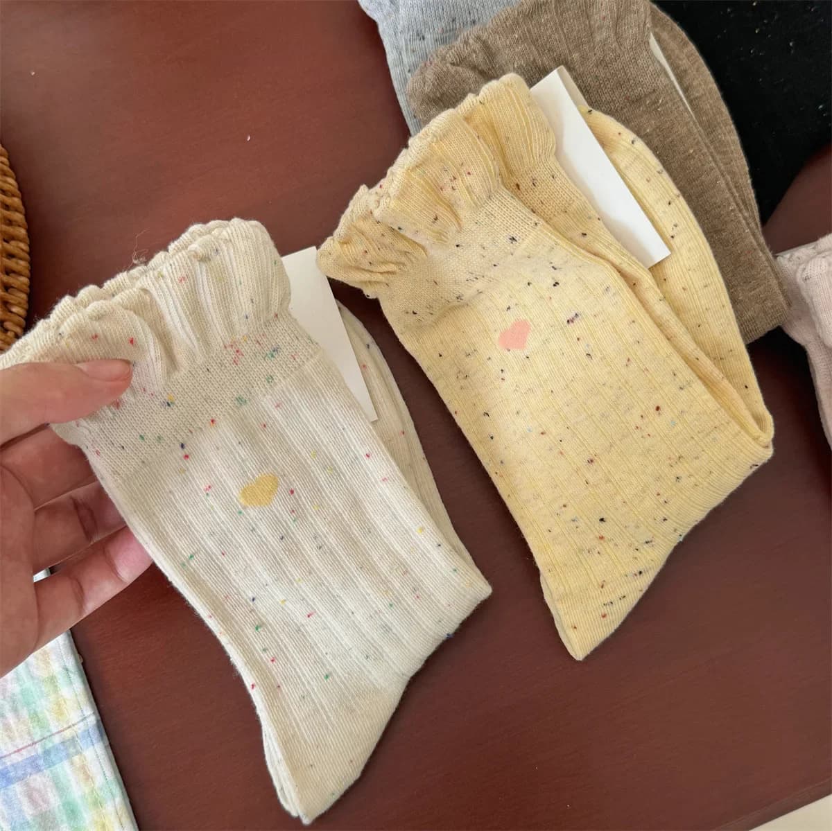 SP&CITY Colorful Dot Cotton Boneless Women's Socks Cotton Cute Ruffle Middle Tube Socks Fashion Casual Student Comfortable Socks