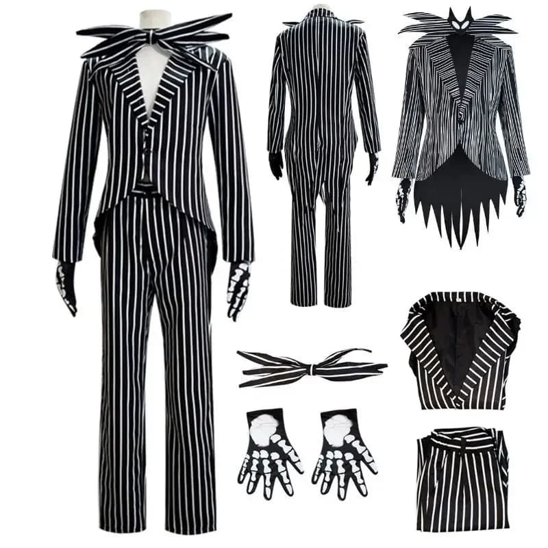 Jack Cosplay Skellington Cosplay Costume for Adult Men Fantasia Jacket Pants Outfit Man Halloween Carnival Party Disguise Suit