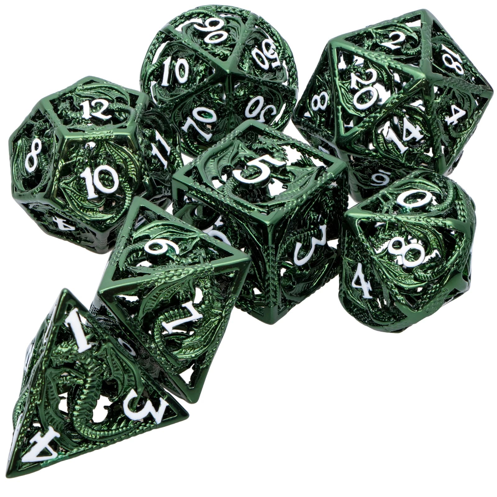 DND D20 Dice Set Dungeon and Dragon RPG Role Playing Dice Hollow Metal Polyhedral D&D Dice for Board Games D20 D12 D10 D8 D6 D4