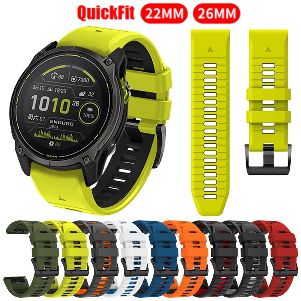 22mm 26mm Silicone Strap For Enduro 3 Tactix Bracelet For Garmin Fenix 8 E 7 7X Pro 5 5X Plus 6 6X Pro Epix Gen 2 QuickFit Band