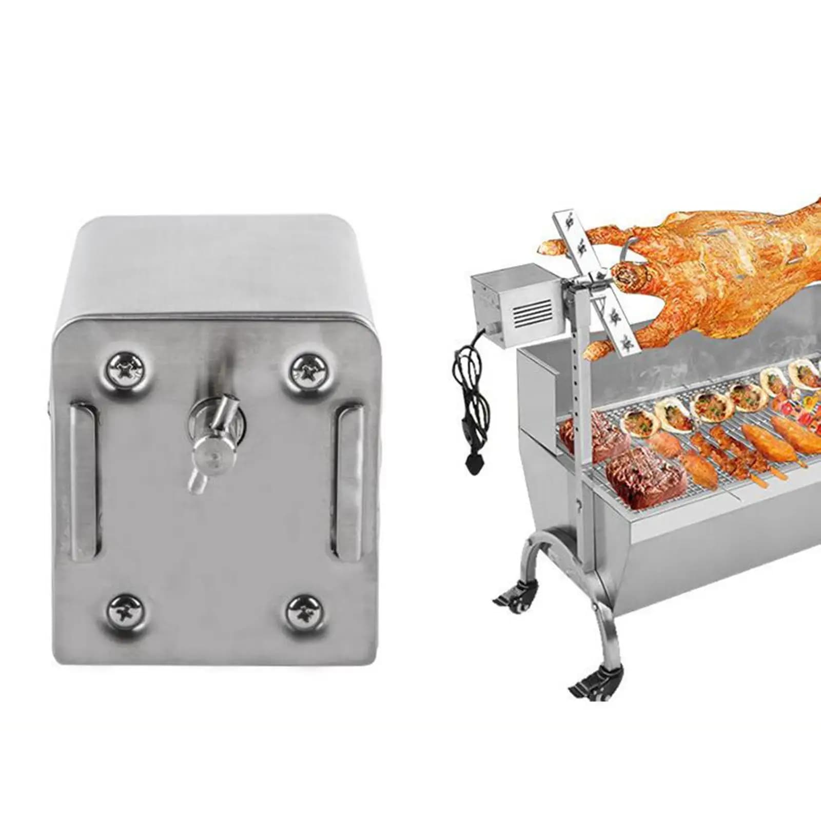 Stainless Steel Cooking Electric Accs Tool Roaster Rotisserie BBQ Grill Motor for Pig Chicken Lamb Camping Kitchen 220V