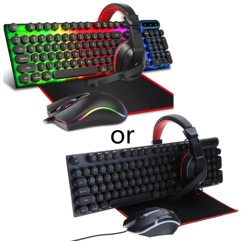 Gaming Bundle (Keyboard/Mouse/Mouse Pad/Headset) Mechanical Gaming Luminous set