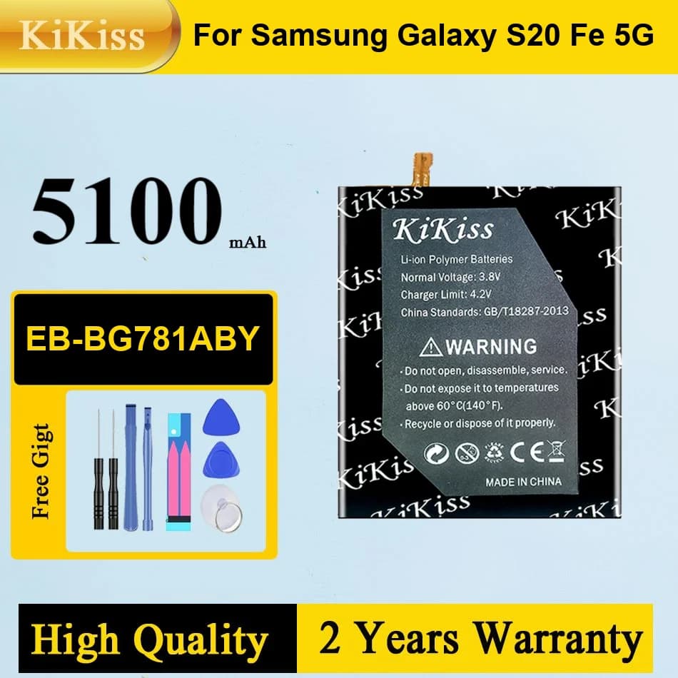 KiKiss EB-BG781ABY 5100mAh Replacement Battery for Samsung Galaxy S20 S 20 FE 5G SM-G781 A52 SM-A526/DS Batteries Tools