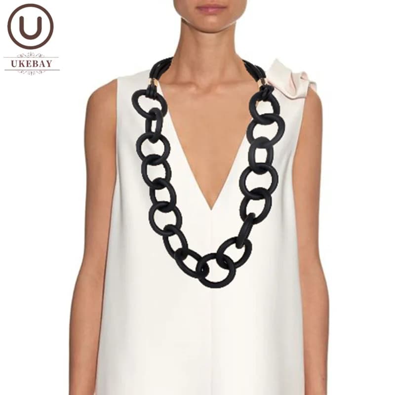 UKEBAY New Ethnic Style Black Circle Hollow Rubber Chain Hand-designed Gothic Punk Style Fashion Clothing Matching Necklace