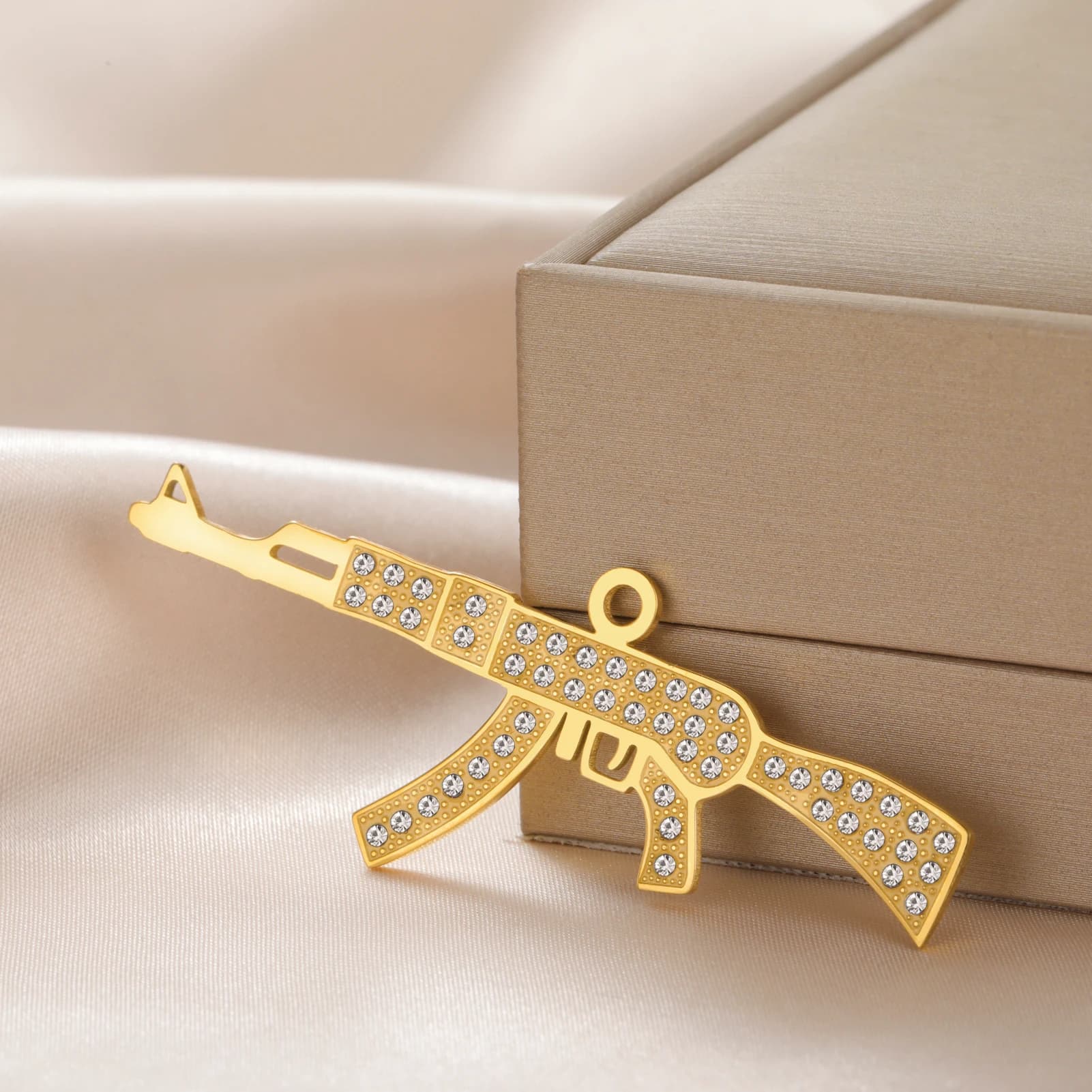 Stainless Steel Classic  Zircon Gun Pendant for Necklace Earrings Bracelet Jewelry DIY Accessories Wholesale