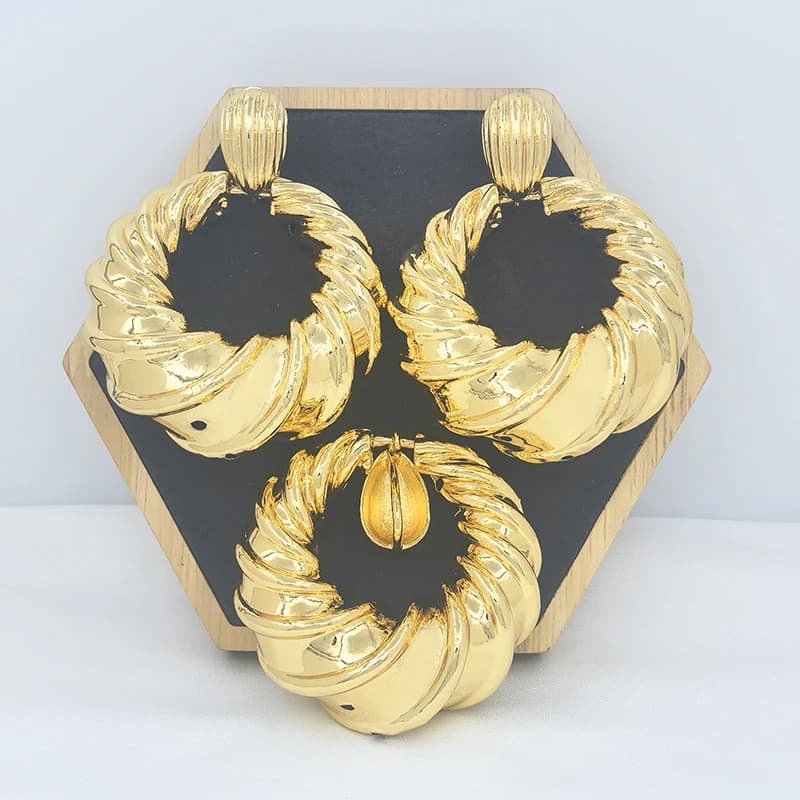 African Necklace Drop Earrings Big Size Pendant Nigerian Jewelry Sets For Ladies Bridal Party Wedding Jewellery