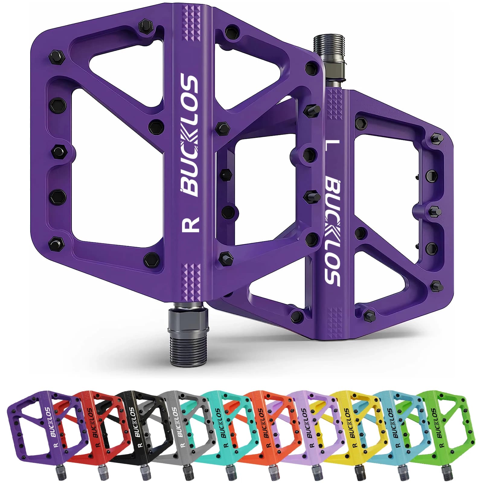 BUCKLOS Pedals DU Bearing Bicycle Pedal Platform Ultralight Nylon Road Mountain Bike Pedal Non-slip MTB Flat Pedals Bicycle Part