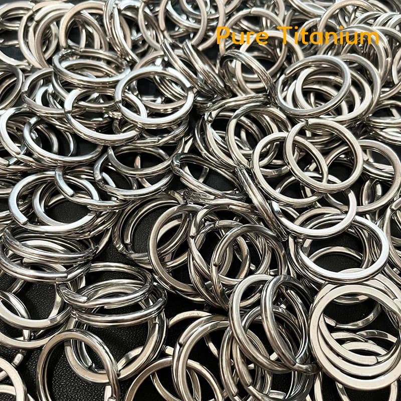 50PCS/Set Pure Titanium Key Ring Flat Ring 18/20/25/28/30/32mm Ring Hanging Pure Titanium Key Rings Elastic Car Key Accessories