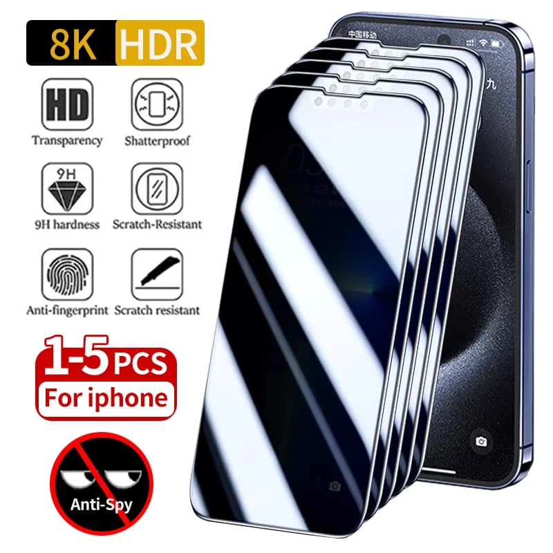 1-5Pc SAnti-Spy Glass For iPhone 15 14 13 12 11 Pro Max Mini X XS XR 7 8 6 Plus Privacy Screen Protector For iPhone SE 2020 2022