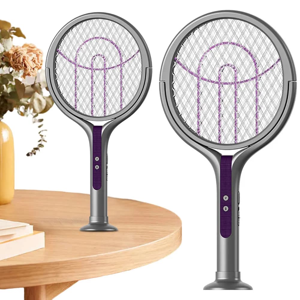 USB Rechargeable 2 in 1 Extendable Mosquito Swatter with Rotating Head Purple Mosquito Trap Light for Indoor Outdoor Camping