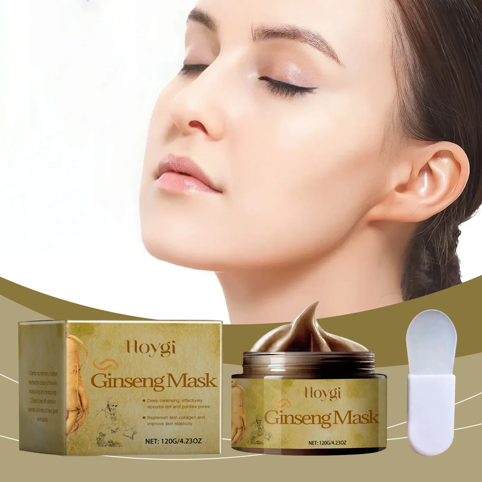 Hoygi Ginseng Exfoliating Mask Hydrating Moisturizing Mask for Deep Cleansing and Tightening Pores Fades Fine Lines and Wrinkles