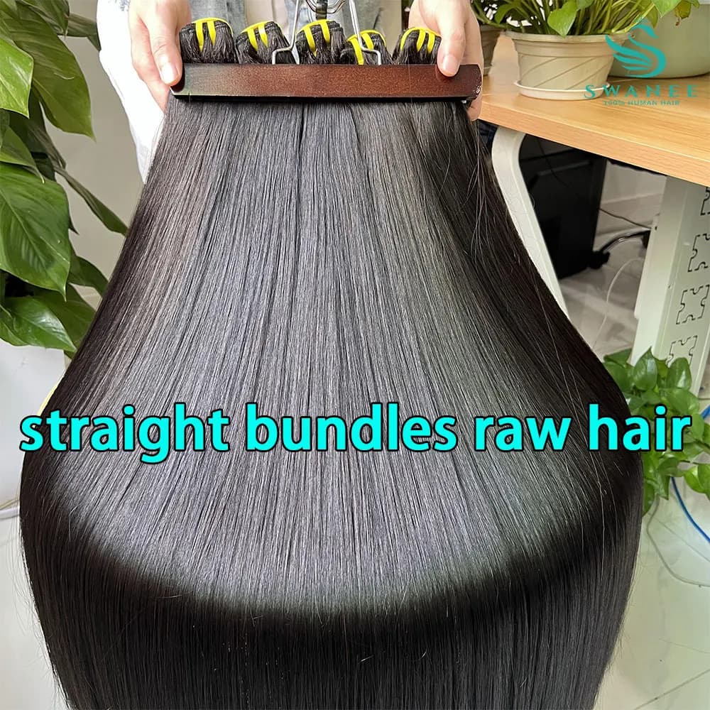 Bone Straight Human Hair Bundles 12A Grade 100% Unprocessed Raw Vietnamese Virgin Weft Hair Extensions #1B Natural Black