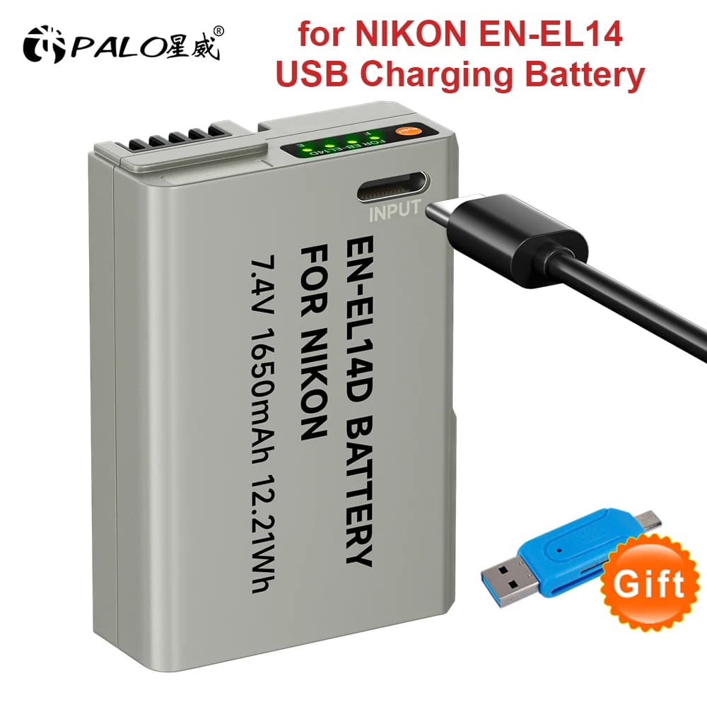 PALO EN-EL14 EN-EL14a ENEL14 EN EL14 EL14a USB Rechargeable Battery for NIKON D3100 D3200 D3300 D5100 D5200 D5300 P700