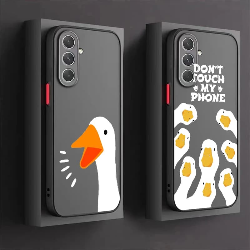 Cartoon Duck Goose Interesting Frosted Translucent For Samsung Note 20 A35 A03 A54 A31 A22 A34 A14 A24 A04 A55 5G Funda