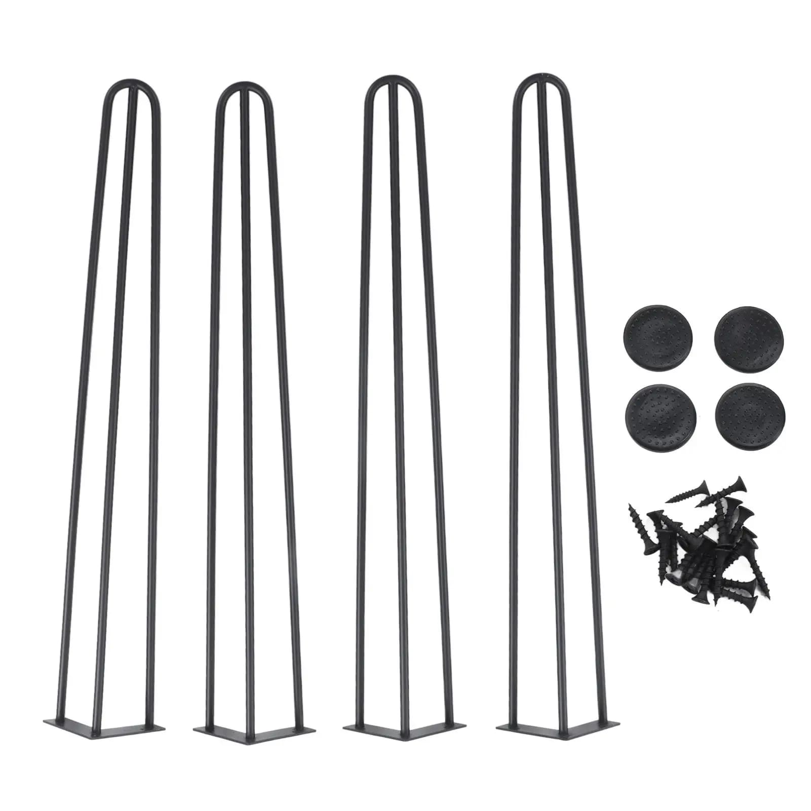 28-inch Heavy Duty Hairpin Table Legs with Glossy Finish & Floor Protectors - Easy Install for Nightstands