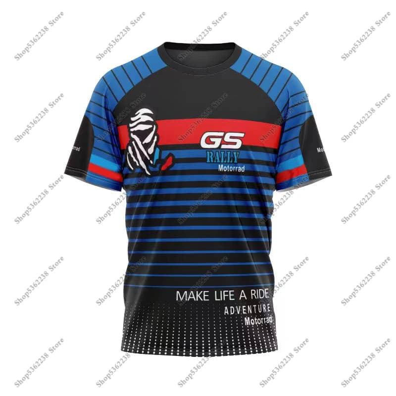 For BMW F850 R1200 R1250 GS T-shirt Blue Motorcycle Motorrad ADVENTURE Motocross Motos Riding Quick Dry Summer Men's Do Not Fade
