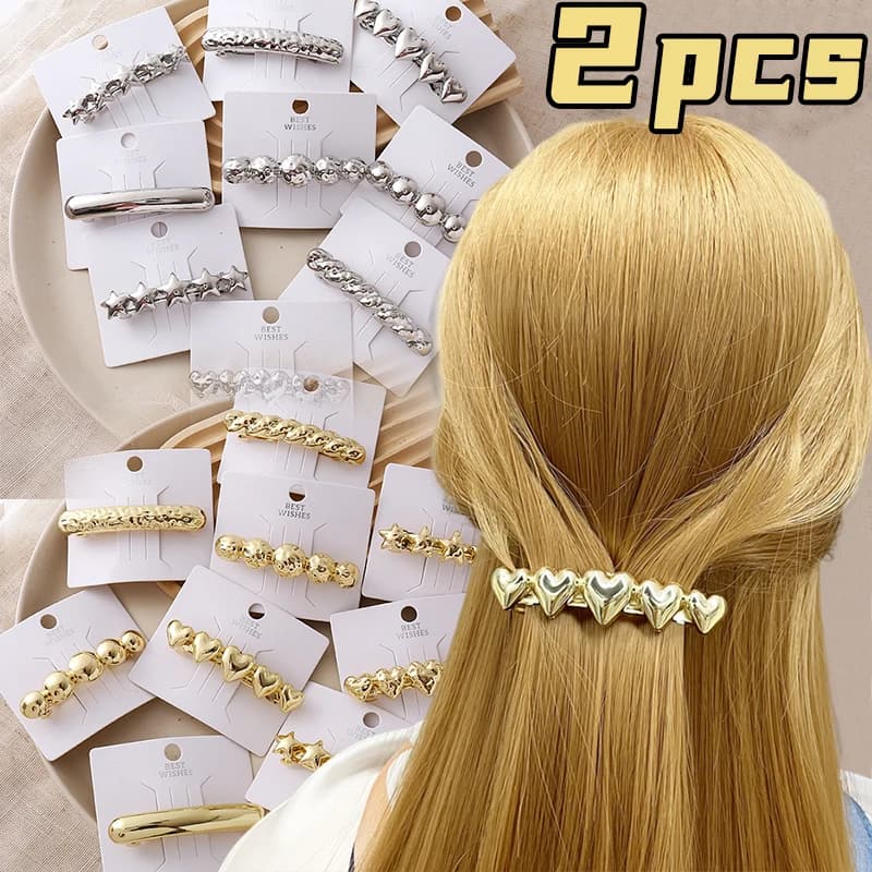 2024 INS Fashion Geometric Gold Silver Color Metal Spring Hair Clips for Girls Jewelry Hair Pins Women Hair Tools Accessories