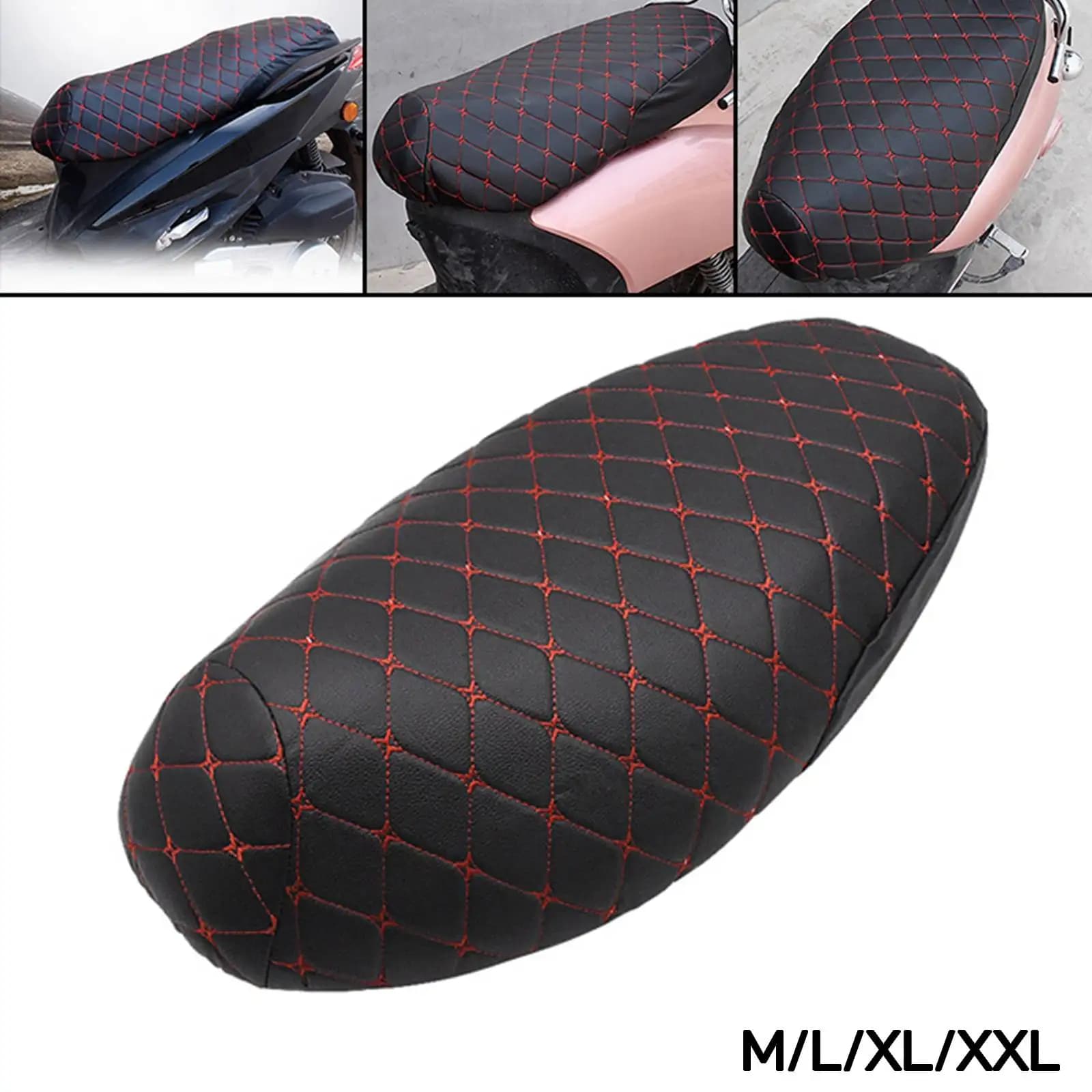 Motorcycle Seat Cushion Cover 3D Mesh Waterproof Seat Cushion Protector Protection Breathable Anti-Skid PU Leather for Scooter
