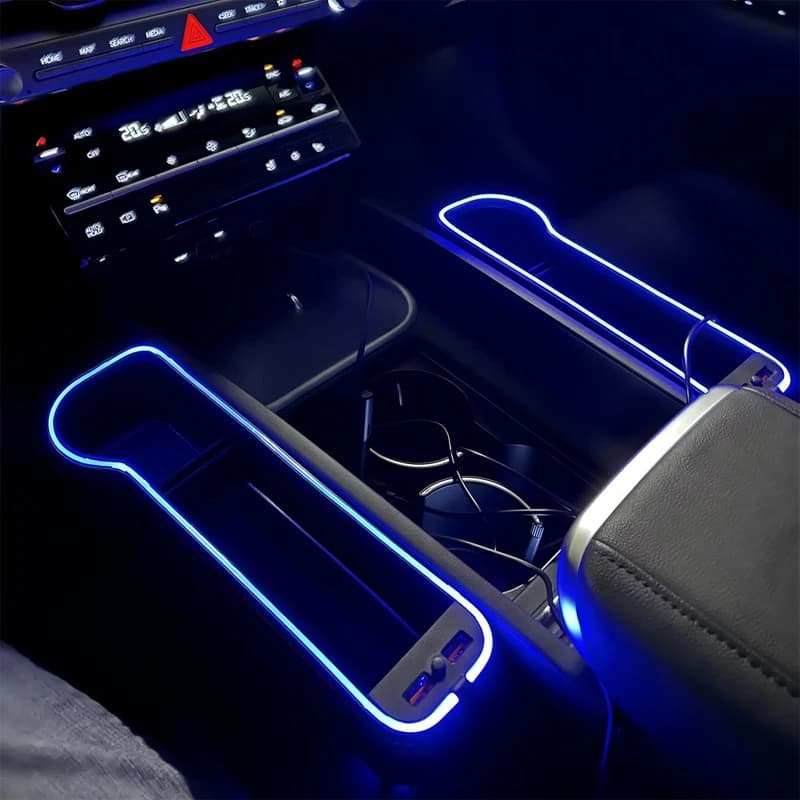 LED Car Seat Crevice Storage Box Car Organizer Seat Gap Filler Cup Holder With 2 USB Charger Stowing Tidying Car Accessories
