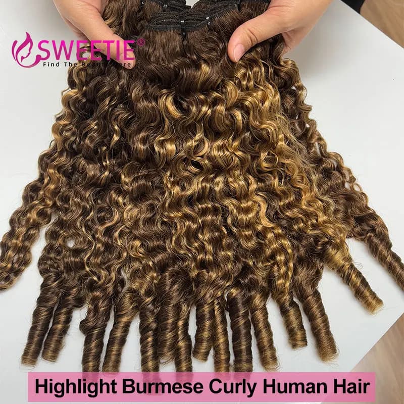 12A Highlight Burmese Pix Curls Human Hair Bundles Deals P4/27 Vietnamese Raw Human Virgin Hair Weave Bundle Colored Human Hair