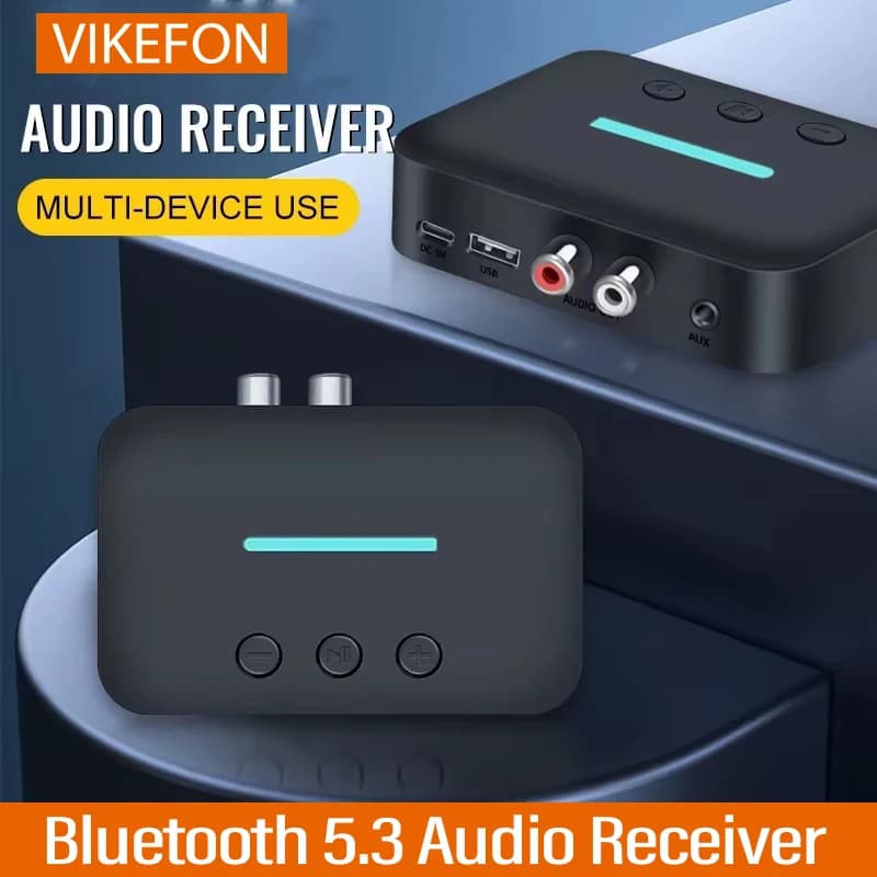 USB Bluetooth 5.3 Audio Receiver Adapter Wireless Stereo Music 3.5mm AUX R/L RCA Support U-Disk Playback For Desktop Speaker Amp