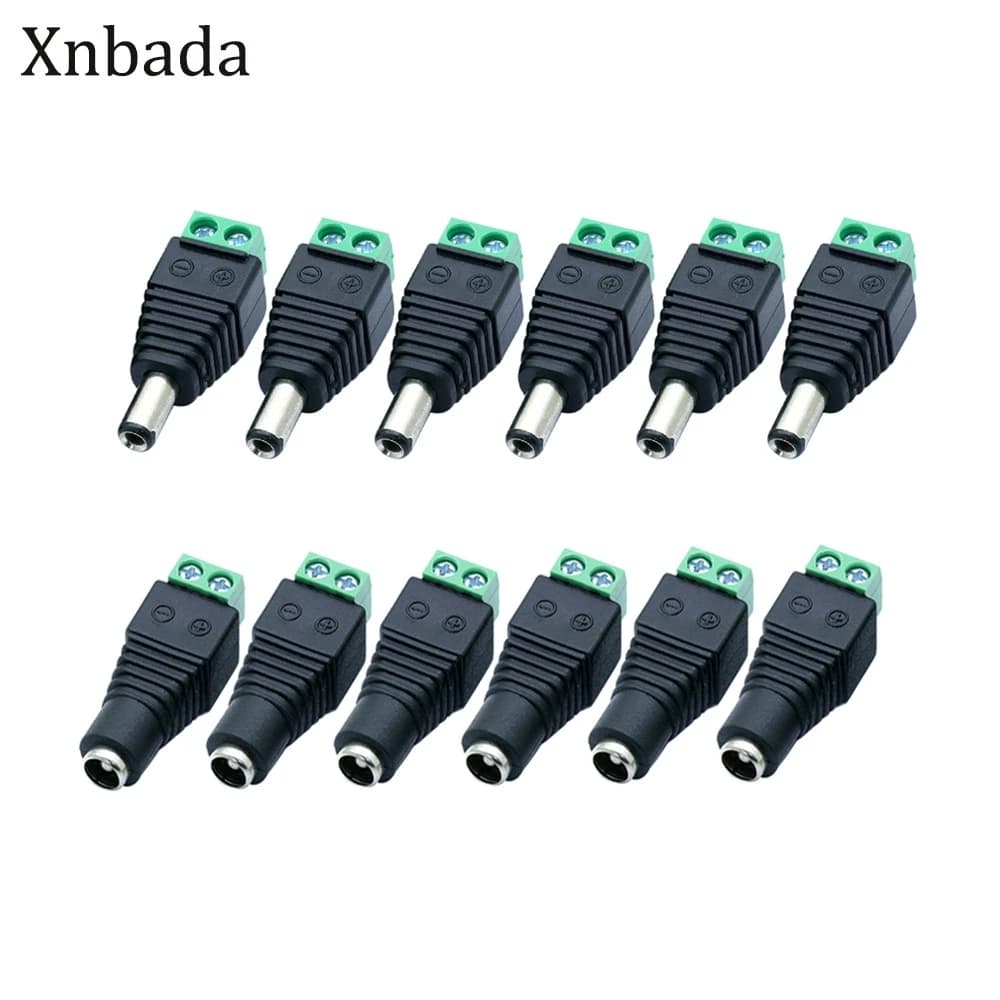Male and Female DC Connector 5.5mm x 2.1mm Jack Socket LED Adapter For CCTV Power Convert LED Strip Light Connection