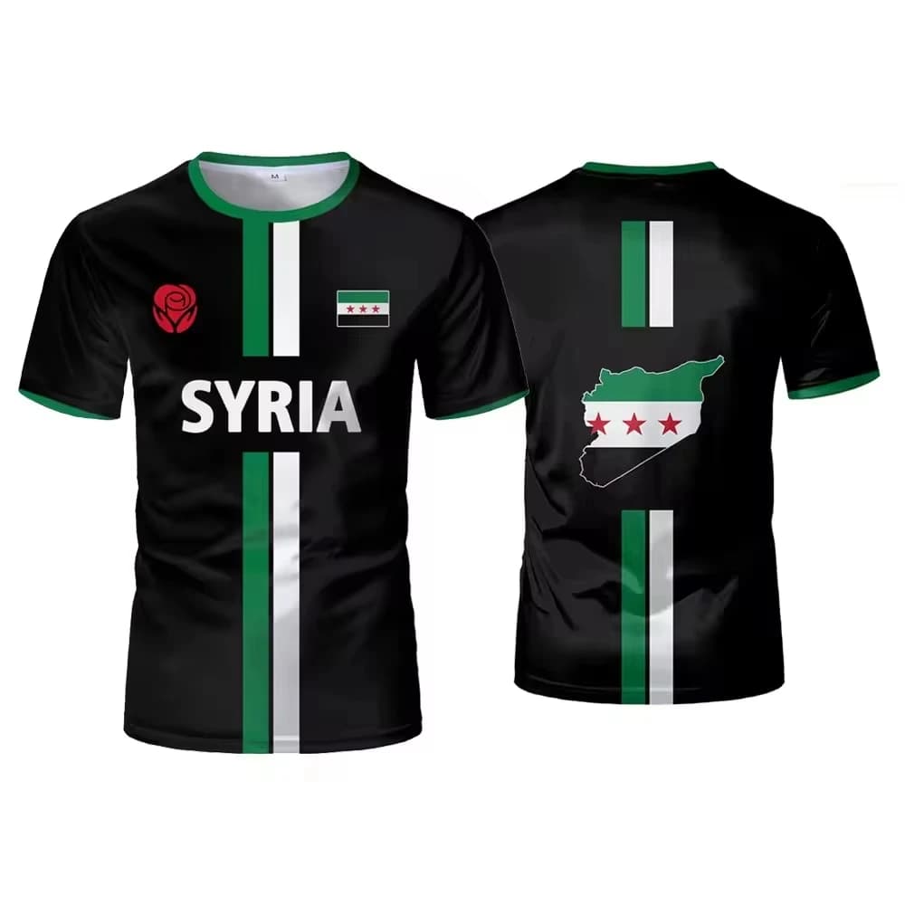 Syria Flag Graphic T-shirts for Men Clothing 3D Print Free Syrian Emblem T Shirt Streetwear Short Sleeve Casual Women Tee Shirts