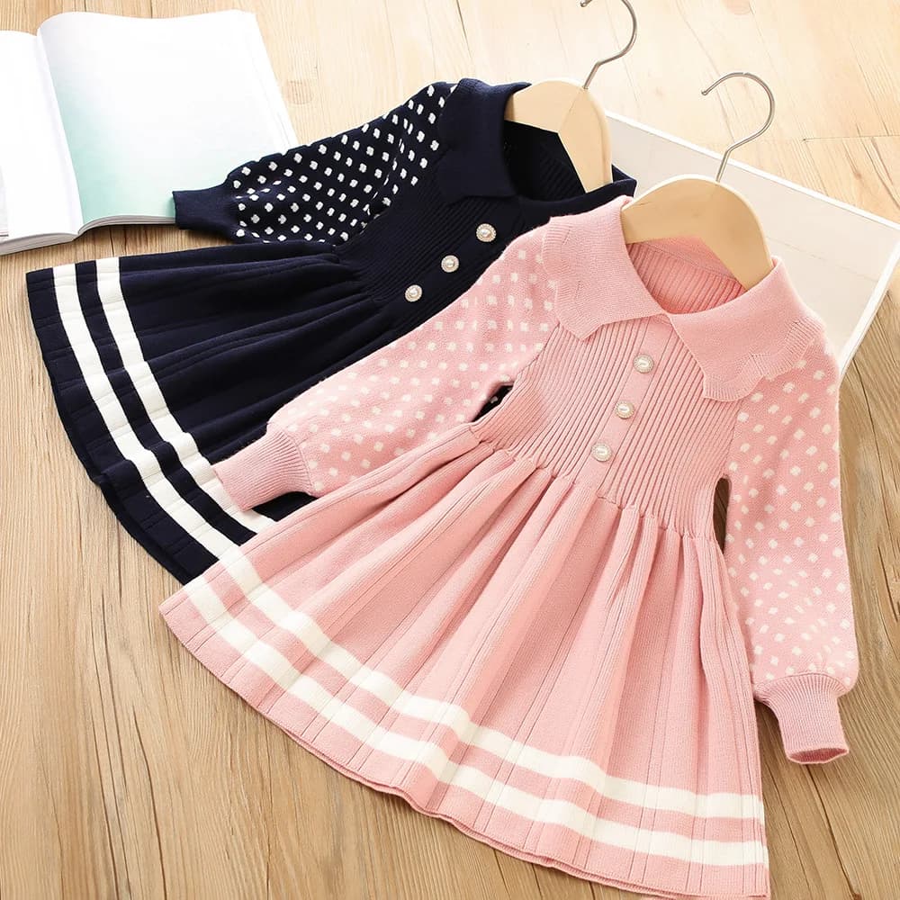 Children's Sweater Dress 2024 Girls Korean Edition Autumn/Winter New Fashion Sweet Slim Fit Long sleeved Knitted Princess Dress